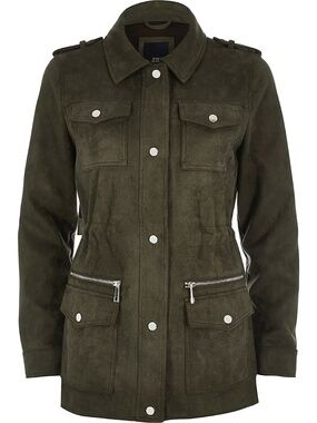 Olive Green Faux Suede Jacket